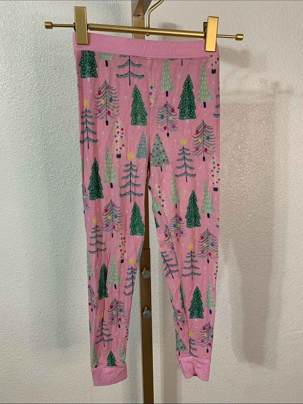 Little Sleepies- Kids Pink Holiday Tree Print Pajama Bottoms- 4T